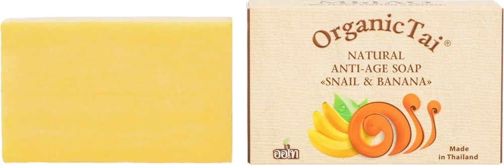 купить OrganicTai Натуральное антивозрастное мыло «Экстракт Улитки и Банан», 100 г - заказ и доставка в Москве и Санкт-Петербурге