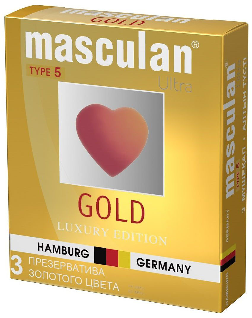 купить Masculan Презервативы 5 Ultra №3, утонченный латекс, цвет: золотой - заказ и доставка в Москве и Санкт-Петербурге