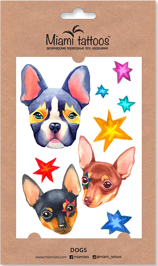 купить Miami Tattoos Акварельные переводные тату Dogs - заказ и доставка в Москве и Санкт-Петербурге
