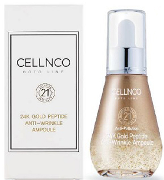 купить Cellnco Boto Line 24K Gold Peptide Anti-Wrinkle Ampoule Сыворотка для лица с 24-каратным золотом против морщин, 50 мл - заказ и доставка в Москве и Санкт-Петербурге