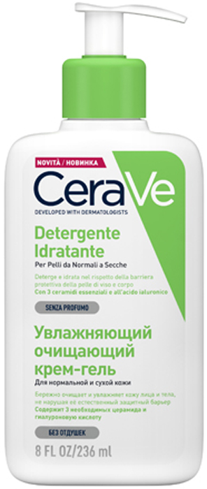 купить CeraVe Увлажняющий очищающий крем-гель для нормальной и сухой кожи лица и тела, 236 мл - заказ и доставка в Москве и Санкт-Петербурге