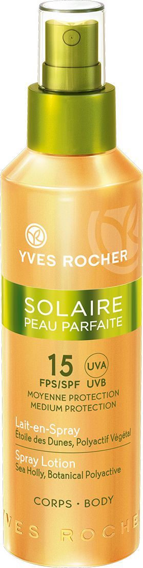 купить Yves Rocher Солнцезащитное молочко-спрей для тела SPF 15, 150 мл - заказ и доставка в Москве и Санкт-Петербурге